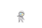 3D printed grey monomoodz drift desk figure with blue diamond eye, yellow star eye, hoodie, and peace sign gesture front view by LayerPlay