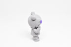 Side profile view showing raised purple spiral eye and hoodie details of 3D printed monomoodz kiri desk figure by LayerPlay