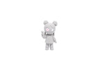 3D printed grey monomoodz lunella desk figure with pink flower eye, crescent moon eye, space buns, and peace sign front view by LayerPlay
