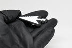 Side angle view showing 3D layered pixel detail and thickness of pixelated arrow cursor keychain by LayerPlay