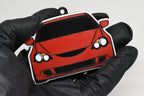 3D printed red Acura RSX DC5 keychain held in hand, front view detail by LayerPlay Pocket Motors