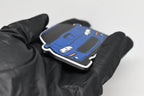 Side angle view showing 3D layered detail of blue Chevrolet Camaro SS 4th Gen keychain by LayerPlay Pocket Motors
