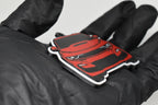 Side angle view showing 3D layered detail of red Chevrolet Camaro SS 6th Gen facelift keychain by LayerPlay Pocket Motors
