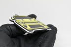 Side angle view showing 3D layered detail of yellow Chevrolet Camaro SS 6th Gen keychain by LayerPlay Pocket Motors