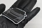 Side angle view showing 3D layered detail of space gray and black Chevrolet Camaro ZL1 keychain by LayerPlay Pocket Motors