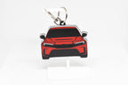 Pocket Motors Civic FL5 keychain displayed on a white stand with metal ring and clip.