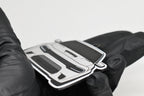 Side angle view showing 3D layered detail of light gray Dodge Charger Hellcat keychain by LayerPlay Pocket Motors