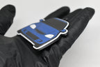 Side angle view showing 3D layered detail of blue Honda Civic EK keychain by LayerPlay Pocket Motors