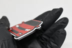 Side angle view showing 3D layered detail of red Honda Civic FA5 keychain by LayerPlay Pocket Motors