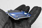 Side angle view showing 3D layered detail of blue Honda Prelude BB6 5th Gen keychain by LayerPlay Pocket Motors