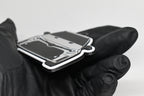 Side angle view showing 3D layered detail of light gray Toyota GR Corolla pre-facelift keychain by LayerPlay Pocket Motors