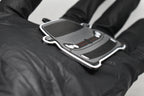 Side angle view showing 3D layered detail of light gray Volkswagen GTI MK6 keychain by LayerPlay Pocket Motors